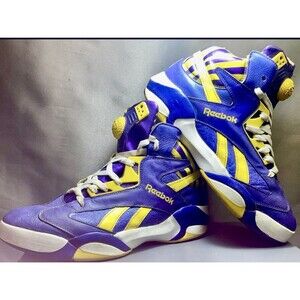 REEBOK® Retro Pump 'Shaq Attaq' LSU Tigers Yellow Purple Men’s Shoes Size 10.5